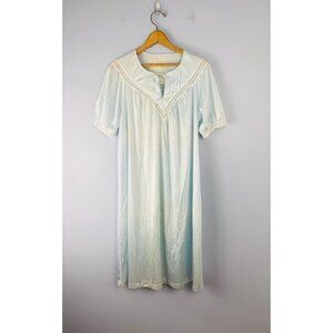 Vintage NWT Shadowline Nightgown with Lace Detail, Size S, Light Blue